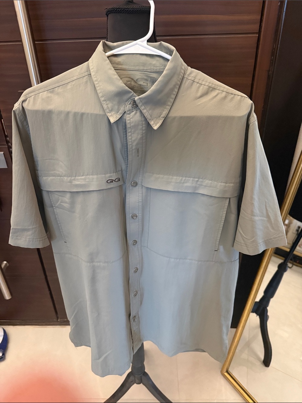 Men's Casual Short-Sleeve Button-Down Shirt in Light Gray by OGIO